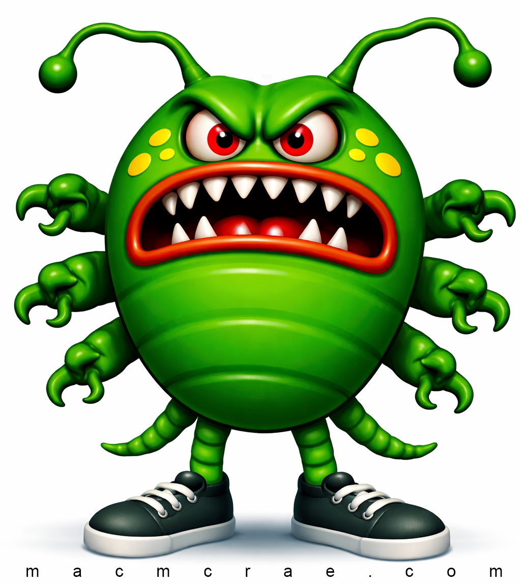 Angry Green Bug With Sneakers