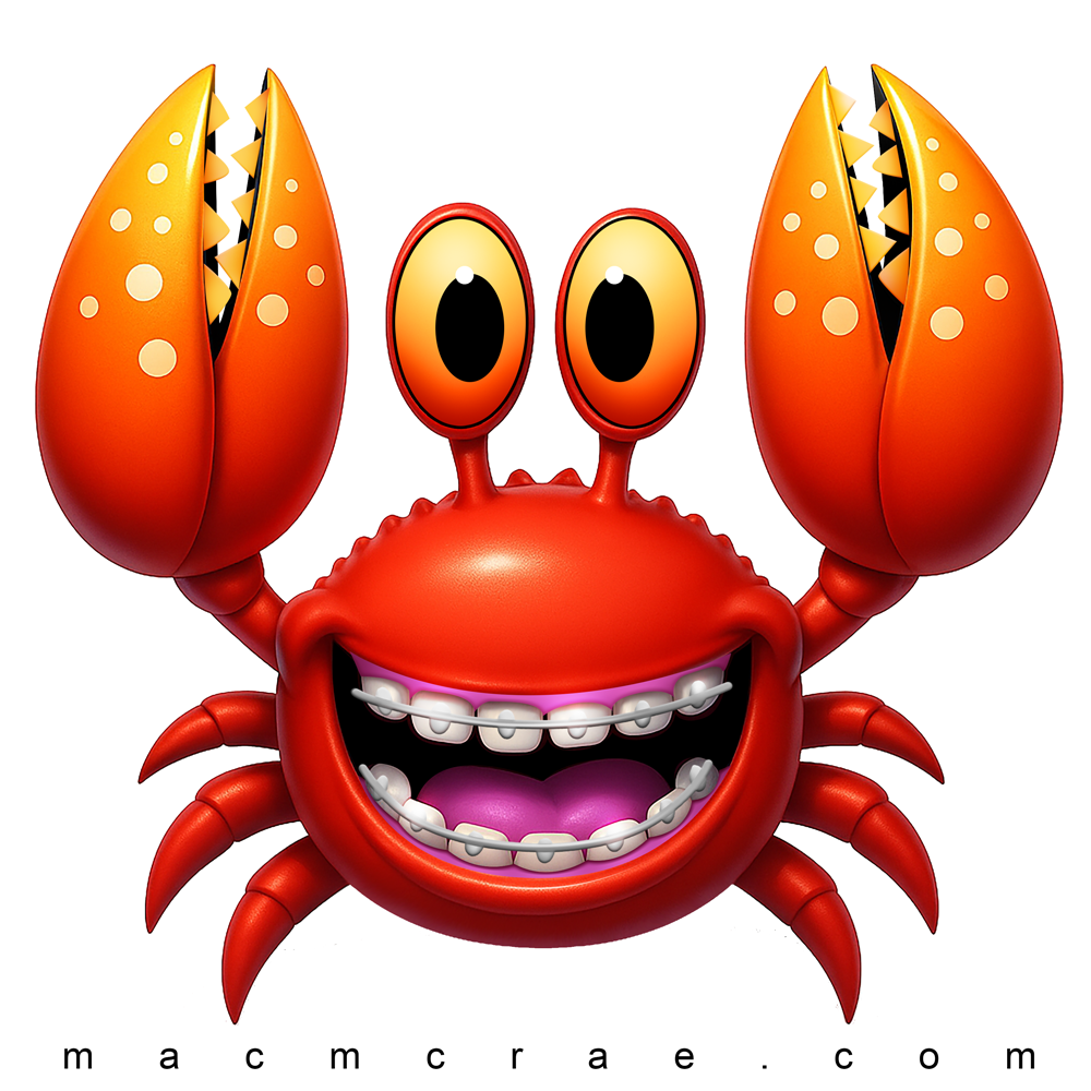 Happy crab with braces
