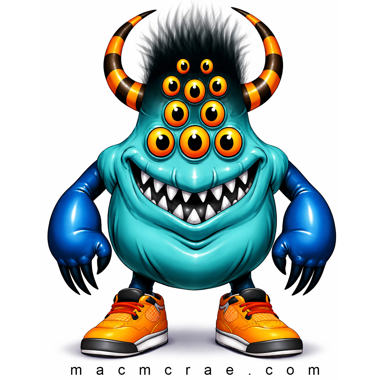 Teal Monster With 10 Eyes