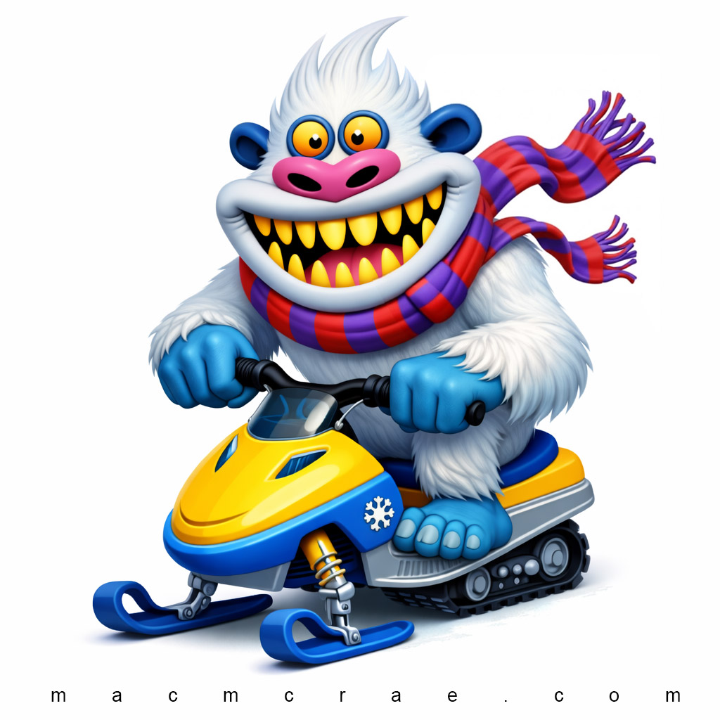 Yeti on a Snowmobile