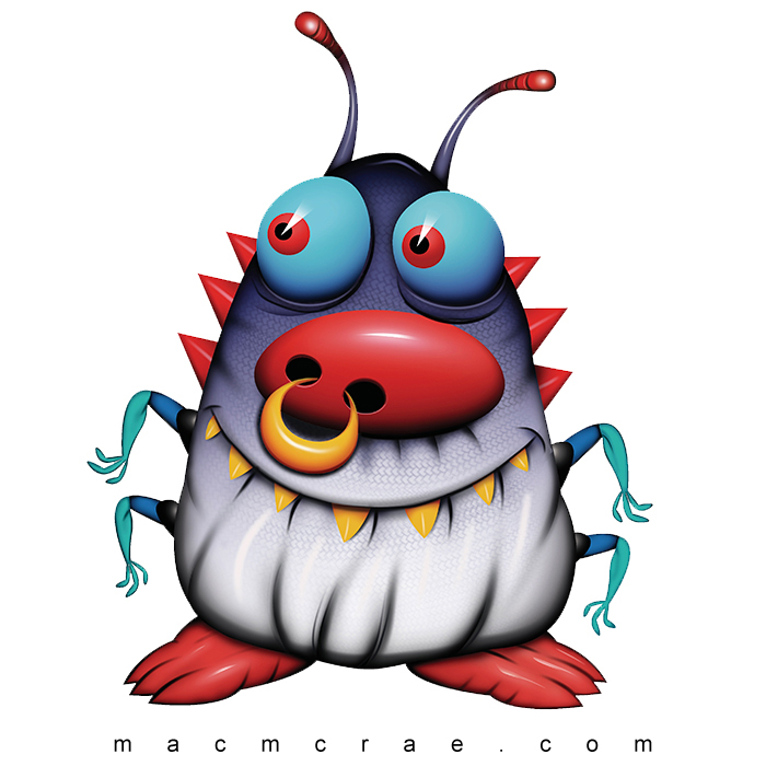 Red White and Blue Monster With red feet and antennae