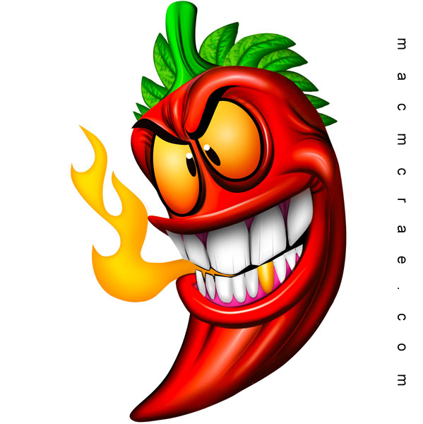 Chili Pepper With a Big Smile Breathing Fire