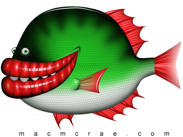 Giant Green Fish With Puffy Red Lips