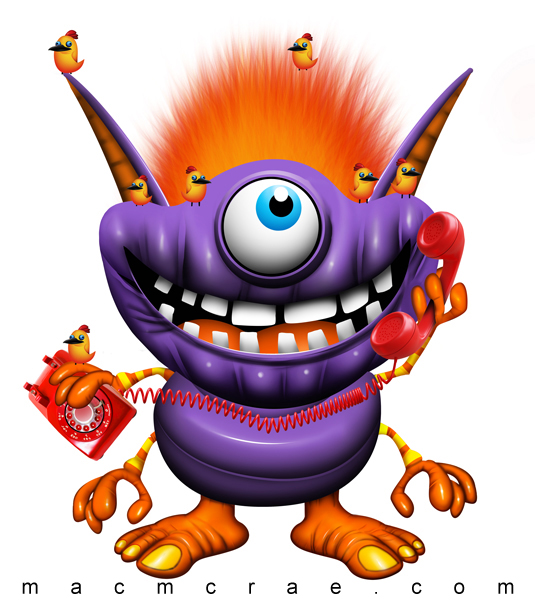 purple Cyclops Monster With Unruly Orange Hair