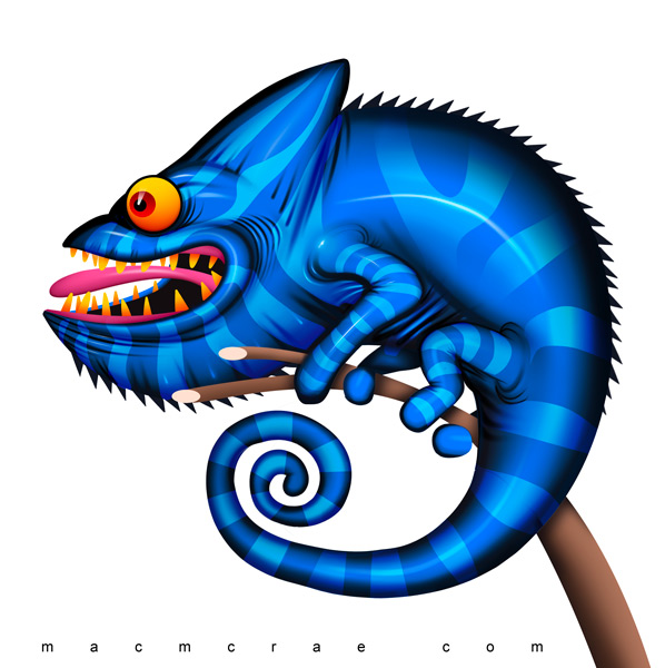 Blue Chameleon Illustration