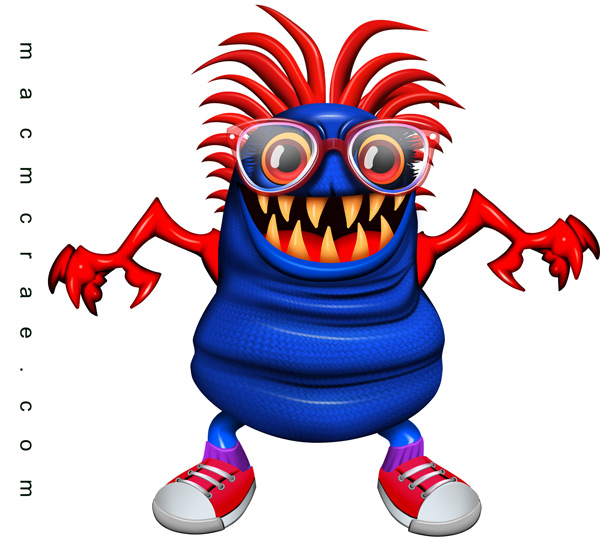 Blue Nerd Monster With Spiky Red Hair