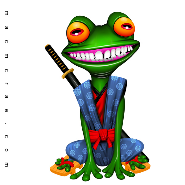 Frog samurai smiling