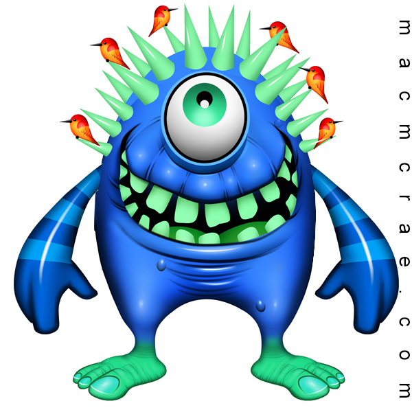 blue cyclops monster with green spines