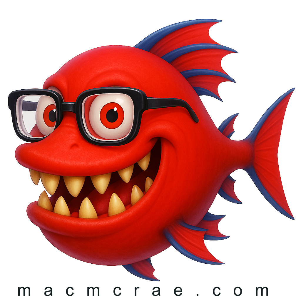 red fish with glasses